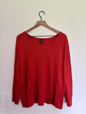 Eileen Fisher Red Crew Neck Knit Top